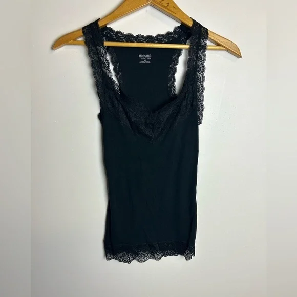 Mossimo Suply Y2K Babydoll Stretch Black Lace Trim Tank Top Size S - Picture 1 of 10